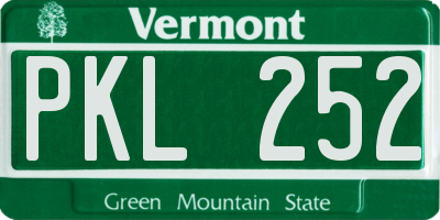 VT license plate PKL252
