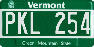 VT license plate PKL254
