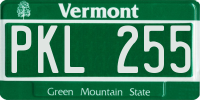 VT license plate PKL255