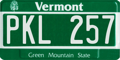 VT license plate PKL257