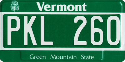 VT license plate PKL260