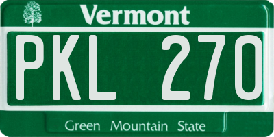 VT license plate PKL270
