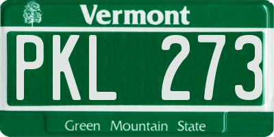 VT license plate PKL273