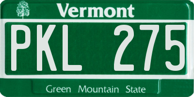 VT license plate PKL275