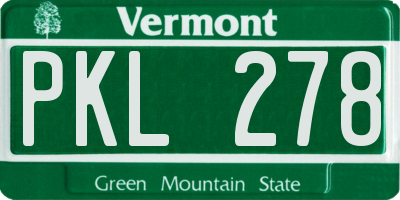 VT license plate PKL278