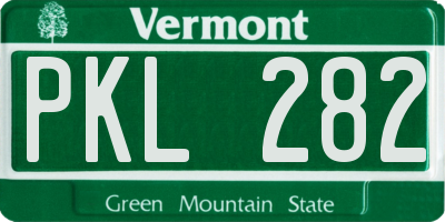 VT license plate PKL282