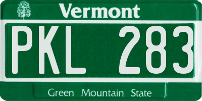 VT license plate PKL283