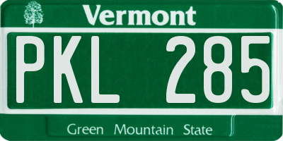 VT license plate PKL285