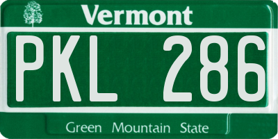 VT license plate PKL286