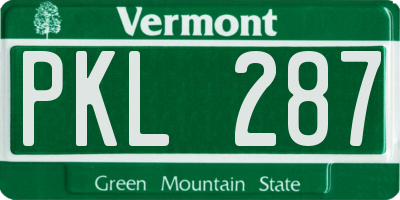 VT license plate PKL287