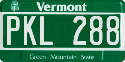 VT license plate PKL288