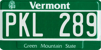 VT license plate PKL289