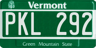 VT license plate PKL292