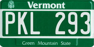 VT license plate PKL293