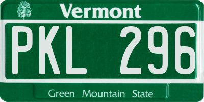 VT license plate PKL296