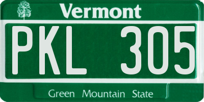 VT license plate PKL305