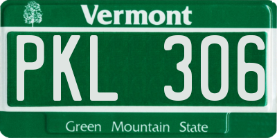 VT license plate PKL306
