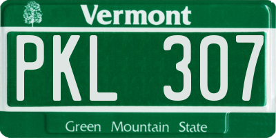 VT license plate PKL307