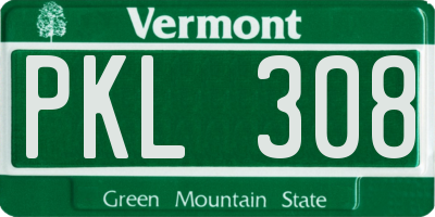 VT license plate PKL308