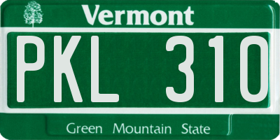 VT license plate PKL310