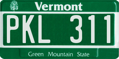 VT license plate PKL311