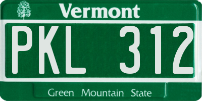 VT license plate PKL312