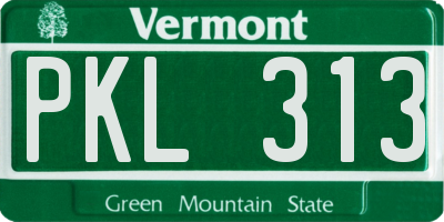 VT license plate PKL313