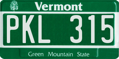 VT license plate PKL315