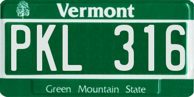 VT license plate PKL316