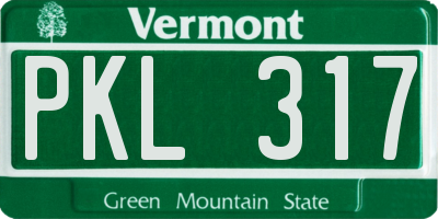 VT license plate PKL317