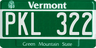 VT license plate PKL322