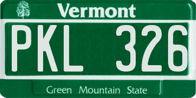 VT license plate PKL326