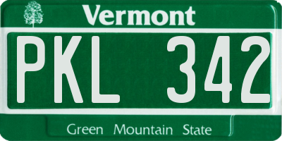 VT license plate PKL342