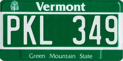 VT license plate PKL349