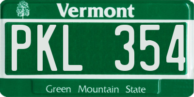 VT license plate PKL354