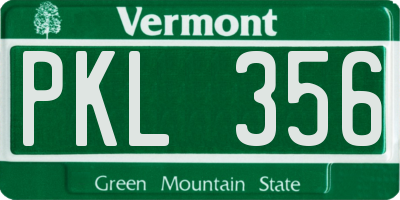 VT license plate PKL356