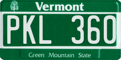 VT license plate PKL360