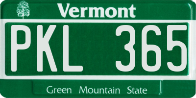 VT license plate PKL365