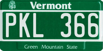 VT license plate PKL366