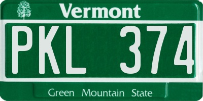 VT license plate PKL374