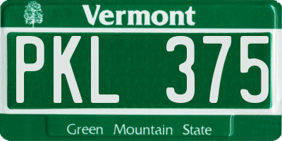 VT license plate PKL375