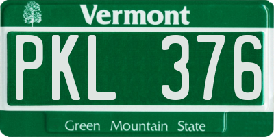 VT license plate PKL376