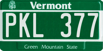 VT license plate PKL377
