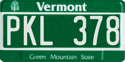 VT license plate PKL378