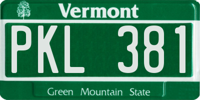 VT license plate PKL381