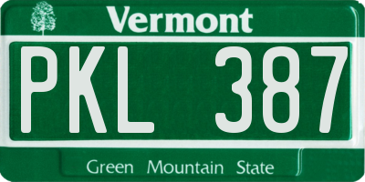 VT license plate PKL387