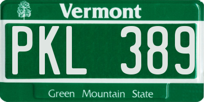 VT license plate PKL389