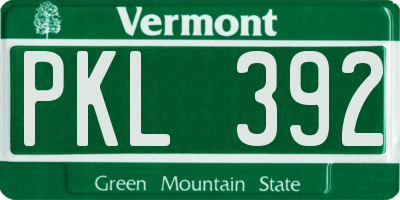 VT license plate PKL392