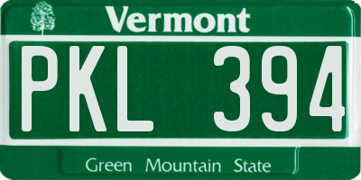 VT license plate PKL394