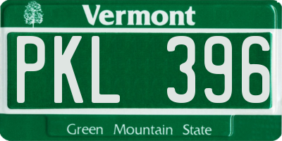 VT license plate PKL396